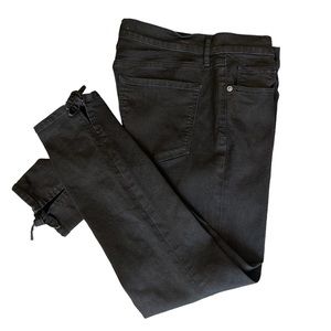 LOFT Modern Skinny Black Cropped Jeans with Bow Tie at Ankle SIZE 28/6